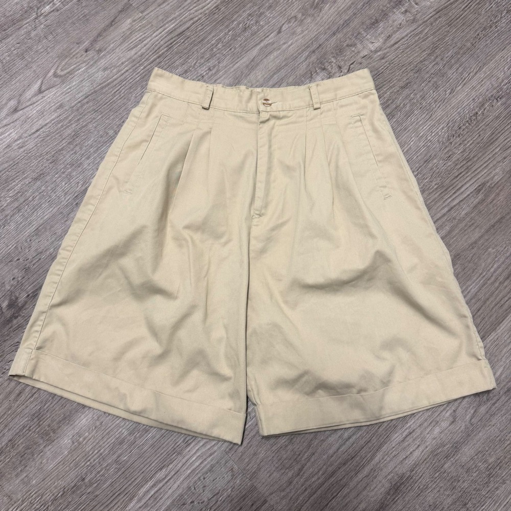 Ivy Club Classics Khaki Pleated Chino Shorts Tan High Rise Cuffed Size 13/14